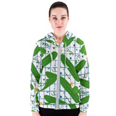 Seamless Pattern With Cucumber Women s Zipper Hoodie