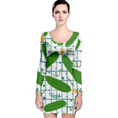 Seamless Pattern With Cucumber Long Sleeve Velvet Bodycon Dress