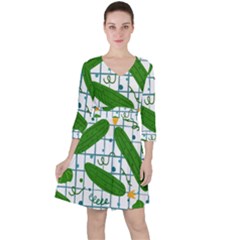 Seamless Pattern With Cucumber Ruffle Dress by Nexatart