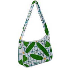 Seamless Pattern With Cucumber Zip Up Shoulder Bag