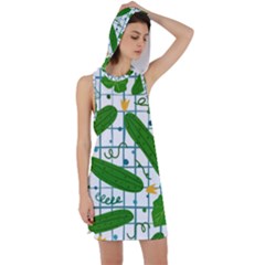 Seamless Pattern With Cucumber Racer Back Hoodie Dress by Nexatart