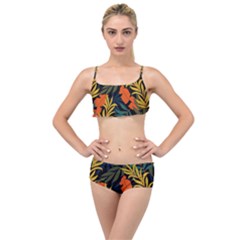 Fashionable Seamless Tropical Pattern With Bright Green Blue Plants Leaves Layered Top Bikini Set by Nexatart