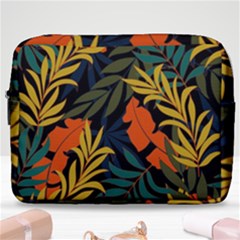 Fashionable Seamless Tropical Pattern With Bright Green Blue Plants Leaves Make Up Pouch (large) by Nexatart