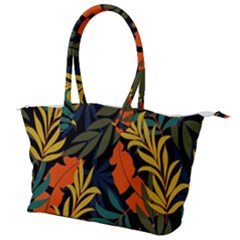 Fashionable Seamless Tropical Pattern With Bright Green Blue Plants Leaves Canvas Shoulder Bag by Nexatart