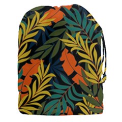 Fashionable Seamless Tropical Pattern With Bright Green Blue Plants Leaves Drawstring Pouch (3xl) by Nexatart