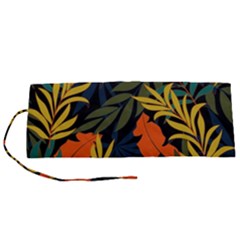 Fashionable Seamless Tropical Pattern With Bright Green Blue Plants Leaves Roll Up Canvas Pencil Holder (s) by Nexatart