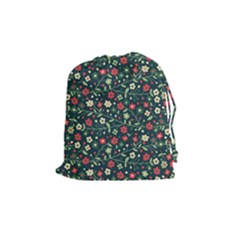 Flowering Branches Seamless Pattern Drawstring Pouch (medium) by Nexatart