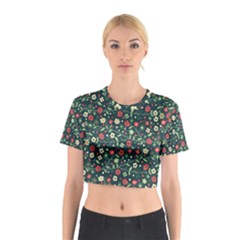 Flowering Branches Seamless Pattern Cotton Crop Top by Nexatart