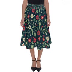 Flowering Branches Seamless Pattern Perfect Length Midi Skirt by Nexatart