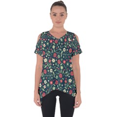 Flowering Branches Seamless Pattern Cut Out Side Drop Tee by Nexatart