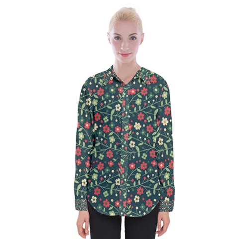 Flowering Branches Seamless Pattern Womens Long Sleeve Shirt by Nexatart