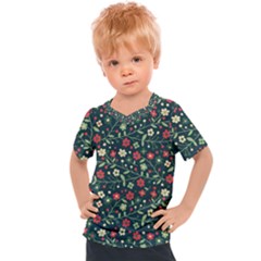 Flowering Branches Seamless Pattern Kids  Sports Tee