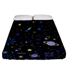 Starry Night  Space Constellations  Stars  Galaxy  Universe Graphic  Illustration Fitted Sheet (california King Size) by Nexatart