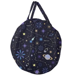 Starry Night  Space Constellations  Stars  Galaxy  Universe Graphic  Illustration Giant Round Zipper Tote by Nexatart