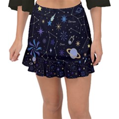 Starry Night  Space Constellations  Stars  Galaxy  Universe Graphic  Illustration Fishtail Mini Chiffon Skirt by Nexatart