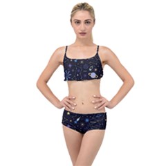 Starry Night  Space Constellations  Stars  Galaxy  Universe Graphic  Illustration Layered Top Bikini Set by Nexatart