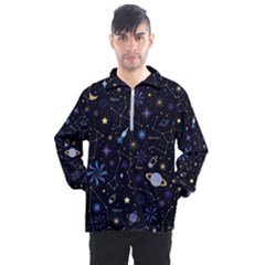 Starry Night  Space Constellations  Stars  Galaxy  Universe Graphic  Illustration Men s Half Zip Pullover