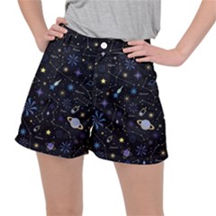 Starry Night  Space Constellations  Stars  Galaxy  Universe Graphic  Illustration Ripstop Shorts by Nexatart