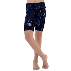 Starry Night  Space Constellations  Stars  Galaxy  Universe Graphic  Illustration Kids  Lightweight Velour Cropped Yoga Leggings by Nexatart