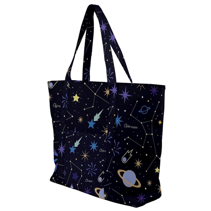 Starry Night  Space Constellations  Stars  Galaxy  Universe Graphic  Illustration Zip Up Canvas Bag