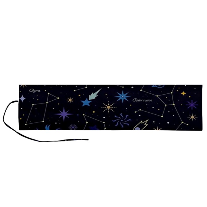 Starry Night  Space Constellations  Stars  Galaxy  Universe Graphic  Illustration Roll Up Canvas Pencil Holder (L)