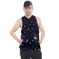 Starry Night  Space Constellations  Stars  Galaxy  Universe Graphic  Illustration Men s Sleeveless Hoodie