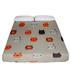 Cat Faces Pattern Fitted Sheet (california King Size) by Nexatart