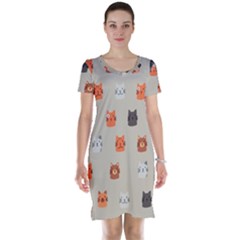 Cat Faces Pattern Short Sleeve Nightdress