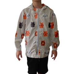 Cat Faces Pattern Kids  Hooded Windbreaker