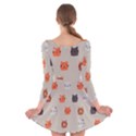 Cat Faces Pattern Long Sleeve Velvet Skater Dress View2