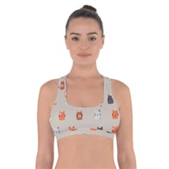 Cat Faces Pattern Cross Back Sports Bra by Nexatart