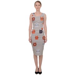 Cat Faces Pattern Sleeveless Pencil Dress by Nexatart