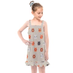 Cat Faces Pattern Kids  Overall Dress by Nexatart