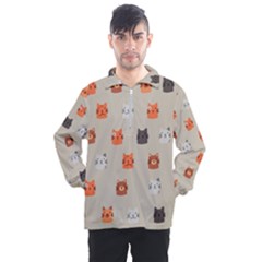 Cat Faces Pattern Men s Half Zip Pullover