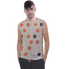 Cat Faces Pattern Men s Regular Tank Top