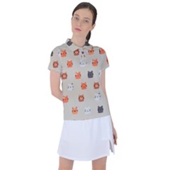 Cat Faces Pattern Women s Polo Tee