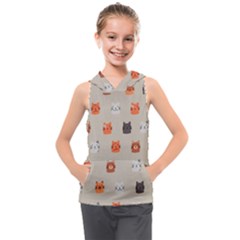 Cat Faces Pattern Kids  Sleeveless Hoodie