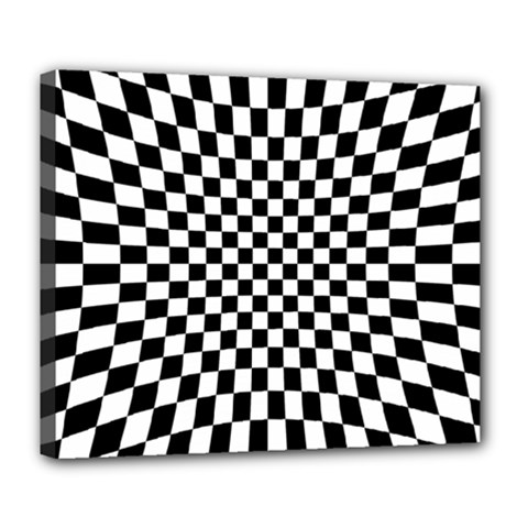 Illusion Checkerboard Black And White Pattern Deluxe Canvas 24  X 20  (stretched) by Nexatart