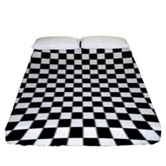 Illusion Checkerboard Black And White Pattern Fitted Sheet (king Size) by Nexatart