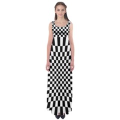 Illusion Checkerboard Black And White Pattern Empire Waist Maxi Dress