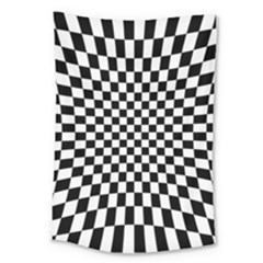 Illusion Checkerboard Black And White Pattern Large Tapestry