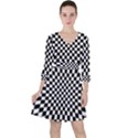 Illusion Checkerboard Black And White Pattern Ruffle Dress View1