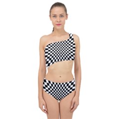 Illusion Checkerboard Black And White Pattern Spliced Up Two Piece Swimsuit by Nexatart