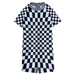 Illusion Checkerboard Black And White Pattern Kids  Boyleg Half Suit Swimwear by Nexatart