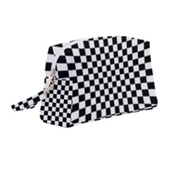 Illusion Checkerboard Black And White Pattern Wristlet Pouch Bag (medium) by Nexatart