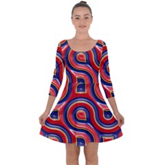 Pattern Curve Design Quarter Sleeve Skater Dress