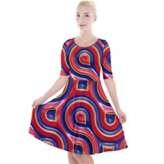 Pattern Curve Design Quarter Sleeve A-line Dress