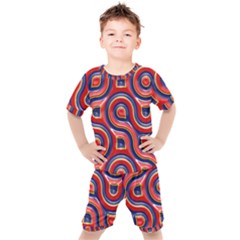 Pattern Curve Design Kids  Tee And Shorts Set by Nexatart