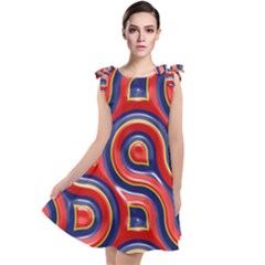 Pattern Curve Design Tie Up Tunic Dress