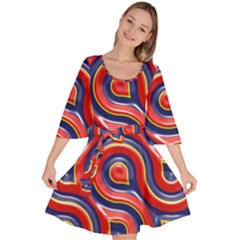 Pattern Curve Design Velour Kimono Dress